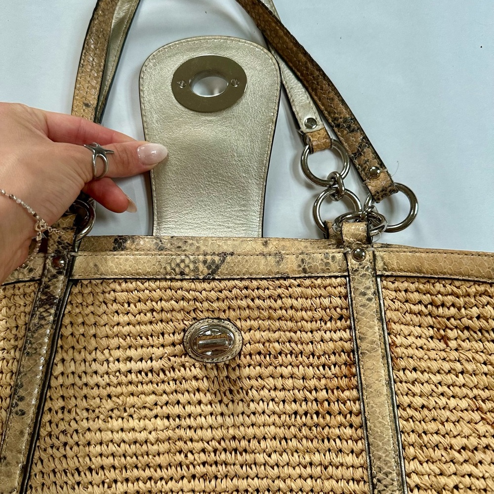 Coach Straw Python Hamptons Tote - Picture 12 of 12